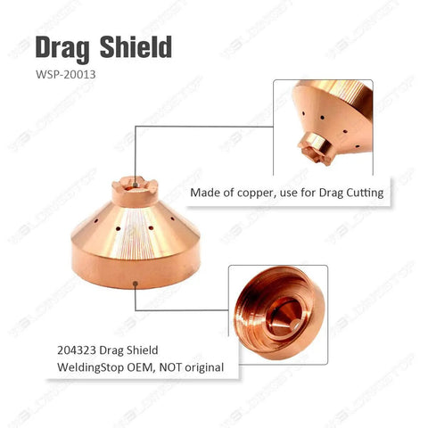 Copper drag shield cap for Ice-40C T Plasma Electrode Replacement Kit, Spectrum 625 Cutter PKG 15 with focus on design details.