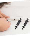 Installation of Heavy-Duty Barn Door Track Spacers Kit With Screws, Four Adjustable Spacers, Carbon Steel Wall Connectors visible