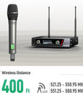Dual Channel UHF Wireless Microphone System With Auto Scan And IR Sync Top Tier 200 Channels 400 Feet Range Cardioid Mics