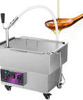 Built Tough Commercial Fryer Oil Filter Machine With Five Layer Stainless Steel Cartridge And Quick Automatic Return Flow For Real Restaurant Hustle Straight Up 10 Gallon Size with oil draining.