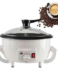 Electric Coffee Bean Roaster Machine Featuring Adjustable Temperature Controls With Built Different Design Delivers Smooth And Even Heat For Home Roasters Wanting Top Shelf Results Daily with lid and controls.