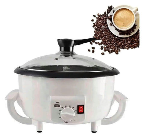 Electric Coffee Bean Roaster Machine Featuring Adjustable Temperature Controls With Built Different Design Delivers Smooth And Even Heat For Home Roasters Wanting Top Shelf Results Daily with lid and controls.