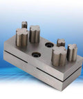 Pro Grade Disc Cutter Set For Jewelry Making With Clover Punches, steel plate with multi-size clover punches for metal cutting.