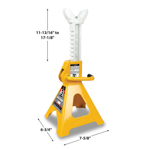Rock Solid Three Ton Heavy Duty Ratchet Jack Stands Two Pack With Quick Adjustments And Six Thousand Pound Capacity For No Sweat Garage Upkeep And Bulletproof Vehicle Support