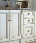 Six Pack Antique Brass Cabinet Knobs Zinc Alloy For Kitchen Drawers 2202 GT DAN Includes Two Metric M4 Screws on white cabinets