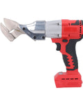 LiebeWH 18V Cordless Electric Metal Shears With 800W Brushless Motor, showing stainless steel cutting blades and red handle.
