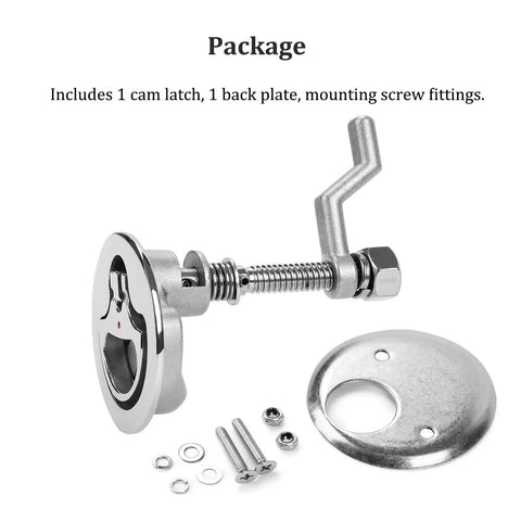 Heavy Duty 316 Stainless Boat Cam Latch With Flush Hatch Pull, Marine Back Plate And Screws Included for doors and hatches