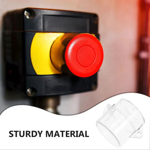 Emergency Stop Button Cover With Durable Plastic Guard shown on industrial switch with emphasis on sturdy material