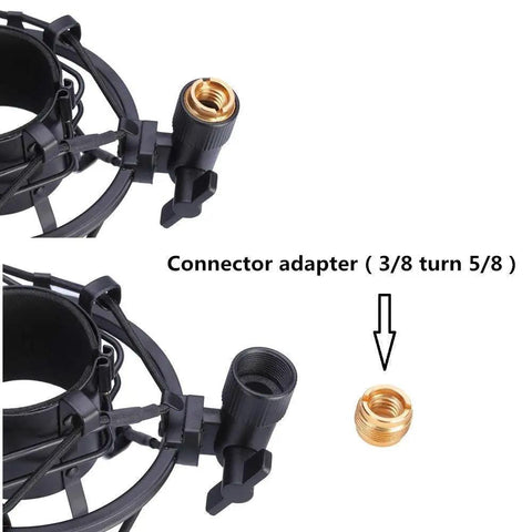Mic Shock Mount With Pop Filter For 46mm To 51mm Condenser Microphones, universal adapter close-up with anti vibration clip.
