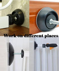 Heavy Duty Baby Gate Extender 4 Pack Black includes wall protectors on various surfaces for easy installation.