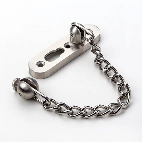 Beefy Heavy Duty Screen Door Latch 304 Stainless Steel for Apartment Security with Welded Chain Design Silver Finish