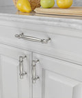 Installed 10 Pack Brushed Satin Nickel Cabinet Pulls with 5 Inch Hole Centers for cabinets and drawers, modern kitchen hardware