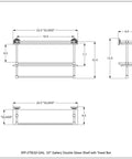 Technical drawing of Oil Rubbed Bronze Gallery Double Towel Bar With 22 Inch Glass Shelf Dope Wall Mount Set with dimensions.