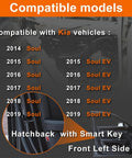 Compatible models for Heavy Duty Power Door Lock Actuator For Kia Soul 2014 To 2019 And Soul EV 2015 To 2019 shown with a hatchback.