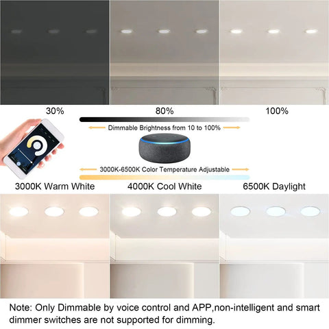 Smart Recessed Lighting With Junction Box 6 Inch RGB LED Downlight Kit WiFi Connected Retrofit Dimmable 12W 950LM lighting examples