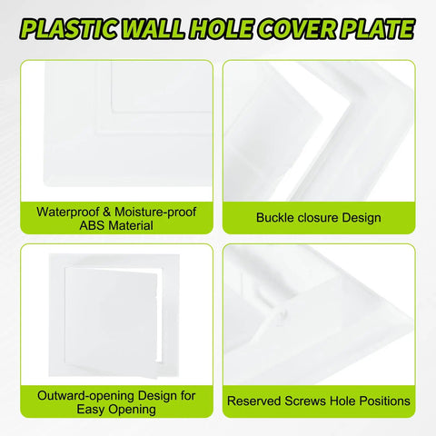Heavy Duty Drywall Access Panel Nine Point Nine Inch Ceiling Repair Cover with waterproof ABS for concealing pipes.