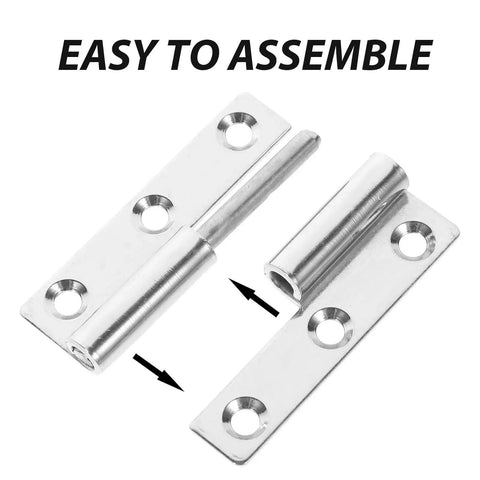 4 Pack Stainless Steel Lift Off Door Hinges For Doors, Windows, And Shoe Cabinets showing easy assembly design