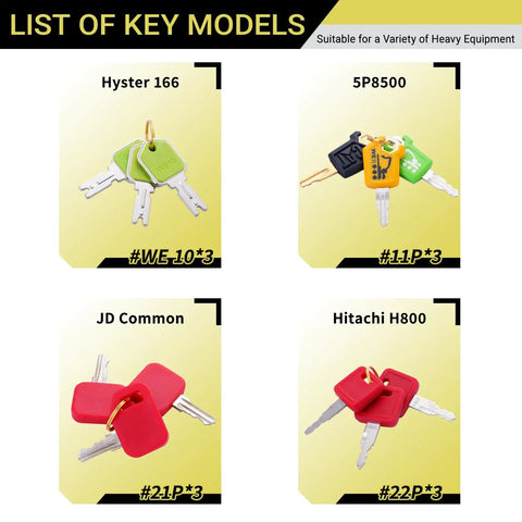 Pro Grade Heavy Equipment Keys Master Set For Construction Machines Ignition Keys Includes 12 Essential Keys