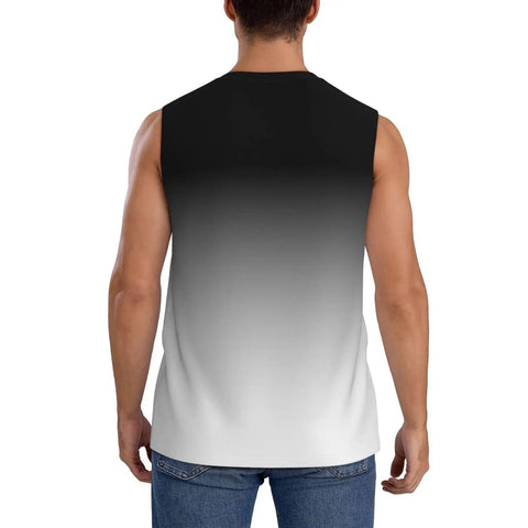 Premium Full Print Men Sleeveless Tank Top With Dope Funny Mechanic Graphic Tee Ultra Light Cooling Fabric Relaxed Fit Workout Vest For Daily Grind And Summer Vibes, back view showing gradient design.