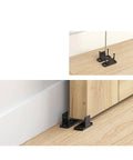 Two Sets 15 To 16 Inch High Black Floor Rail Hardware Door Track POM Guide Components For Sliding Barn Gate Stopper installed view