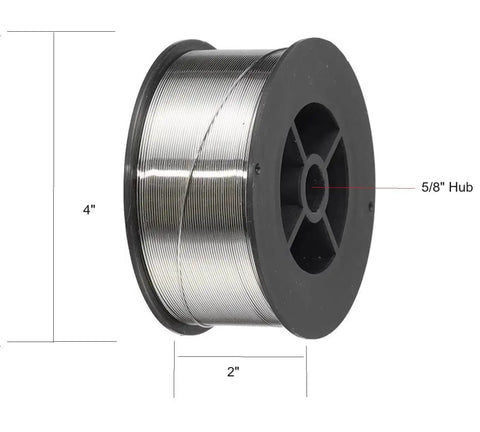 Aluminum 4043 MIG Welding Wire 0.030 Inch 1 Lb Roll ER4043 AlSi5 spool with 4 inch diameter and 5/8 inch hub angle view
