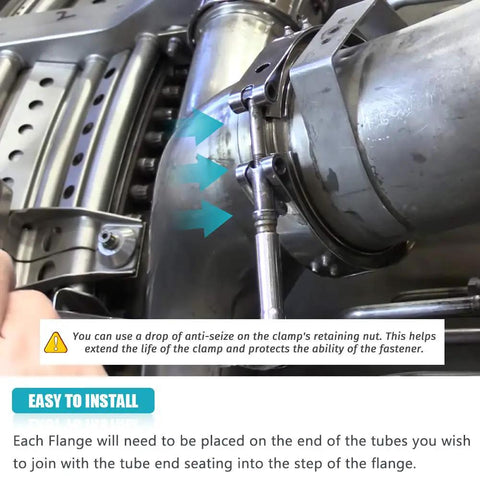 Three Inch V Band Exhaust Clamp With Flange Stainless Steel For 3 Inch Exhaust Piping installation demonstration
