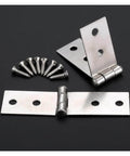 Hidden Cabinet Door Hinge Set, 2 Pcs Vertical Hinges With 8 Silver Screws, 74x20mm Right Angle 4 Hole Iron Alloy Hardware