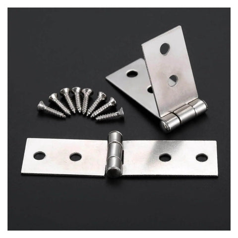 Beefy Ball Bearing Door Hinges Set, 2 Pieces Vertical Right Angle Hinges With 8 Silver Screws, 74 X 20 Mm Iron Alloy For Cabinets