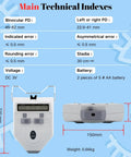 Optical Digital Pupilometer With Memory Function LCD Display IPD Meter For Eyeglasses Fitting Pro Grade Precision Diopter Compensation Pupil Distance Measurement Device Dope Refraction Tool technical specs and dimensions shown