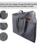 Triangle Hanger Organizer Bag For No Fuss Space Saving Closet Chaos with handles, grey waterproof storage for hangers.