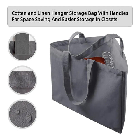 Triangle Hanger Organizer Bag For No Fuss Space Saving Closet Chaos with handles, grey waterproof storage for hangers.