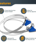 Features of Hella Flexible 4 In By 5 Ft PVC Dust Collection Hose with two stainless key clamps for easy adjustments.