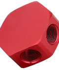 Three In One Three Eighths Inch FNPT Hose Manifold For Air Compressors And Pneumatic Systems, red multi port distribution block