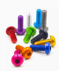 M3 mushroom-head hex socket screws, 10 pcs, 7075-T6 aluminum, assorted colors