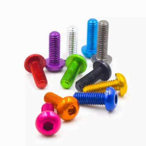 M3 mushroom-head hex socket screws, 10 pcs, 7075-T6 aluminum, assorted colors