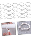 60 Pack Plastic Circular Curtain Rings For Rods With Smooth Glide No Burr, heavy duty drapery clips, eyelet design shown.