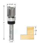 Carbide Tipped Flush Trim Plunge Router Bit For Pattern Routing Half Inch Diameter Half Inch Cutting Length Quarter Inch Shank Upper Ball Bearing Handy Template Router Bit For Woodworking shown with measurements