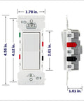 Lever Edge 15 Amp 3 Way Rocker Switch Set 10 Pack White Ready For Quick Wiring with size dimensions and color-coded lever