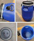 125L Rain Barrel Alternative Blue Open Top Storage Keg With Lid For Water Storage And Fermentation, Food Grade Plastic Drum