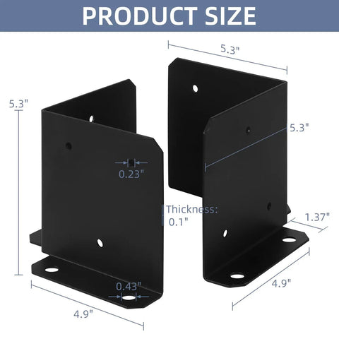 Heavy Duty Adjustable Post Base Bracket Kit For 6x6 And 8x8 Wood Posts Half Column Deck Support For Pergola Railing And Mailbox Mounts Weatherproof Black 8 Pack Built Tough For All Weather