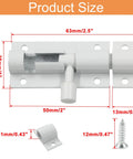 2 Pack White Barrel Bolt Latch 2 Inch Sliding Door Lock Aluminum Alloy Slide Bolt Heavy Duty Gate Hardware dimensions and features.