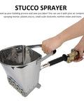 Pro Stucco Sprayer Kit With Ceiling Hopper Straight Up Beast Mortar Spray Gun, silver sprayer for easy plaster application.