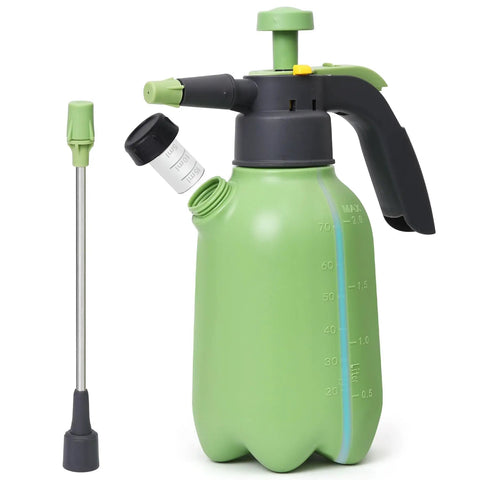 Hand Pump Sprayer 2L Garden Sprayer For Plants And Lawn Care Half Gallon Pressure Sprayer Bottle with 2 Nozzles, Side Refill Design