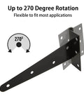 6 Pack 8 Inch T Strap Hinges Heavy Duty Shed Door Hinges Gate Strap Black Tee Hinge For Wooden Fences Yard Barn Doors Gates