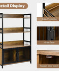 Detail display of Built Tough 3 Layer Bread Rack And Industrial Kitchen Microwave Shelf With Double Door Storage Cabinet and Grate Doors.