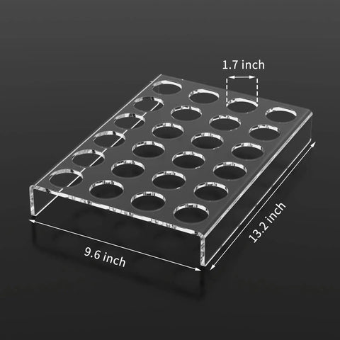 Clear Acrylic K Cup Drawer Organizer For Drawer And Countertop Storage Holds 24 K Cup Coffee Pods Sleek Flat Tray Design For Office And Kitchen Counter 9.6 By 13.2 Inches showing measurements.
