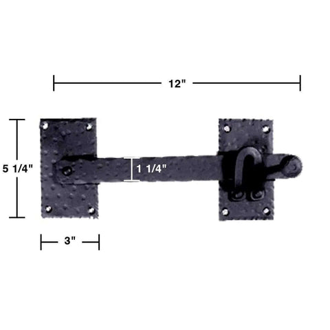 Black Iron Gate Flip Latch 12 Inch Large Heavy Duty Antique Two Sided Flip Locks Rust Resistant Powder Coated Top View