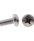 Heavy Duty Metric Machine Screws Featuring Pan Head And Phillips Drive, M5 12Mm Coarse Thread Fasteners For Shop Projects, showing two screws.