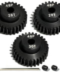 48P Beefed Up Pinion Gear Set 28T 29T 30T Hardened Steel 3.175mm Shaft With Screws And Hex For 1 By 10 RC Cars And Trucks