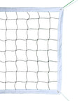 Close-up of All Weather Outdoor Volleyball Net Beefy Heavy Duty For Backyard Beach Or Poolside Play Regulation 32x3 Feet With Aircraft Steel Cable Top